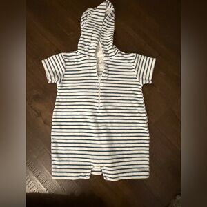 Kissy Kissy White & Blue Striped Hooded Footie